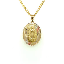 Load image into Gallery viewer, 10K Gold Sacred Heart and Our Lady of Guadalupe Double Sided Pendant .