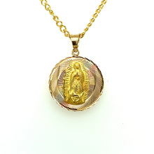Load image into Gallery viewer, 10K Gold Sacred Heart and Our Lady of Guadalupe Double Sided Pendant .