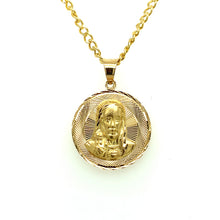 Load image into Gallery viewer, 10K Gold Sacred Heart and Our Lady of Guadalupe Double Sided Pendant .