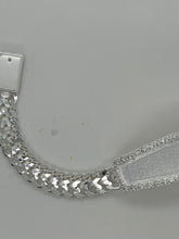 Load image into Gallery viewer, Sterling Silver 2 Row Curb Diamond Cut ID with CZ around 16mm Bracelet