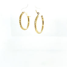 Load image into Gallery viewer, 10k Gold Lines Cut Hoops .