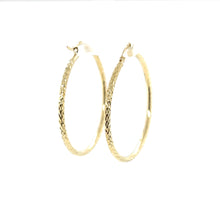 Load image into Gallery viewer, 10k Gold Lines Cut Hoops .