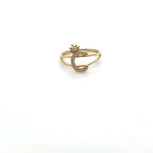Load image into Gallery viewer, 14k Gold Letter Crown Ring .