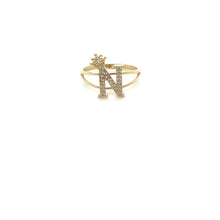 Load image into Gallery viewer, 14k Gold Letter Crown Ring .