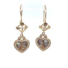 Load image into Gallery viewer, 14k Gold Our Lady of Guadalupe Dangle Earrings .