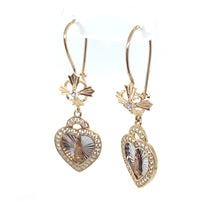 Load image into Gallery viewer, 14k Gold Our Lady of Guadalupe Dangle Earrings .