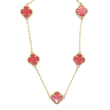 Load image into Gallery viewer, 14k Gold Red Clover Necklace .