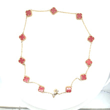 Load image into Gallery viewer, 14k Gold Red Clover Necklace .