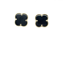 Load image into Gallery viewer, 10k Gold Black Clover Earrings .