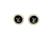 Load image into Gallery viewer, 10k Gold Black LV Earrings .