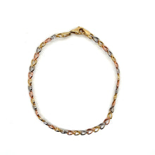 Load image into Gallery viewer, 10k Tri Gold Heart Bracelet .