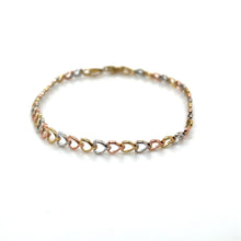 Load image into Gallery viewer, 10k Tri Gold Heart Bracelet .