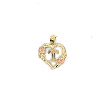 Load image into Gallery viewer, 14k Gold Heart Letter with Flowers Pendant .