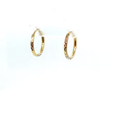 Load image into Gallery viewer, 14k Tri Gold Lines Hoops