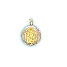 Load image into Gallery viewer, 10k Gold Our Lady of Guadalupe and Sacred Heart Double Sided Pendant