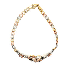 Load image into Gallery viewer, 10K Tri Gold "15 years" Heart Link Bracelet .