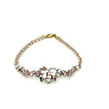 Load image into Gallery viewer, 10K Tri Gold "15 years" Heart Link Bracelet .