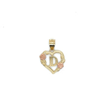Load image into Gallery viewer, 10K Gold Letter Heart and Roses Pendant