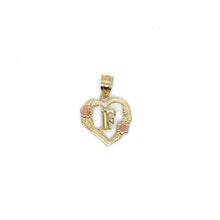 Load image into Gallery viewer, 10K Gold Letter Heart and Roses Pendant