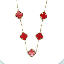 Load image into Gallery viewer, 14k Gold Red Clover Necklace .