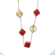 Load image into Gallery viewer, 14k Gold Red Clover Necklace .