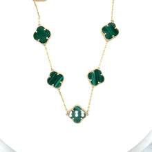 Load image into Gallery viewer, 14k Gold Green Clover Necklace .