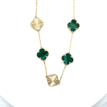 Load image into Gallery viewer, 14k Gold Green Clover Necklace .