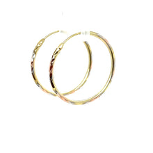 Load image into Gallery viewer, 10k Tri Gold Hoop Earrings .