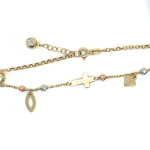Load image into Gallery viewer, 14k Gold Cross Bracelet .
