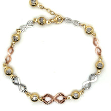 Load image into Gallery viewer, 14k Tri Gold Infinity's Bracelet .
