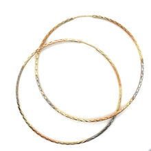 Load image into Gallery viewer, 14k Tri Gold Medium Size Hoops .