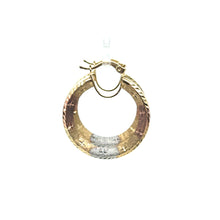 Load image into Gallery viewer, 14k Tri Gold Round Stars Hoops .