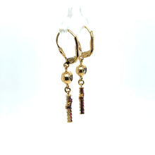Load image into Gallery viewer, 14k Gold White &amp; Red Dangle Cross Earrings .
