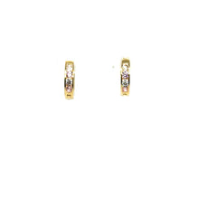 Load image into Gallery viewer, 14k Gold Pink and White Round Huggies .