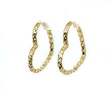 Load image into Gallery viewer, 14k Gold Open Heart Hoops .