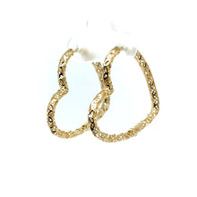 Load image into Gallery viewer, 14k Gold Open Heart Hoops .