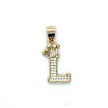 Load image into Gallery viewer, 14k Gold Crown Letter Pendant .