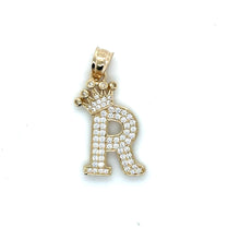 Load image into Gallery viewer, 14k Gold Crown Letter Pendant .