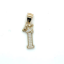 Load image into Gallery viewer, 14k Gold Crown Letter Pendant .