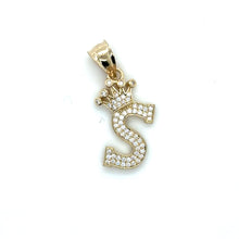 Load image into Gallery viewer, 14k Gold Crown Letter Pendant .