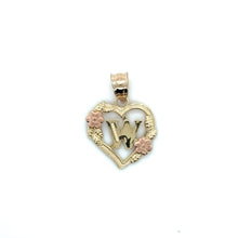 Load image into Gallery viewer, 14k Gold Heart Letter with Flowers Pendant .