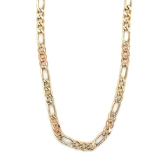 Load image into Gallery viewer, 14k Tri Gold Figaro Diamond Cut 3.2mm Chain .