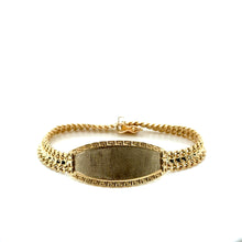 Load image into Gallery viewer, 14k Gold 2 Row Curb Link Greek Border ID Bracelet .