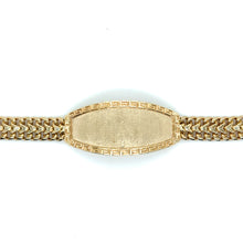 Load image into Gallery viewer, 14k Gold 2 Row Curb Link Greek Border ID Bracelet .