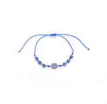 Load image into Gallery viewer, 12 pieces of multicolor adjustable round evil eye bracelets