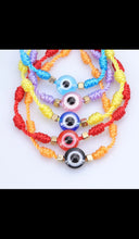 Load image into Gallery viewer, 12 pieces multicolor evil eye bracelet / Pulceras multicolor con ojo turco